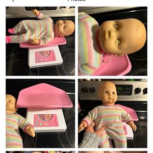 American girl doll Bittybaby scale and blonde doll